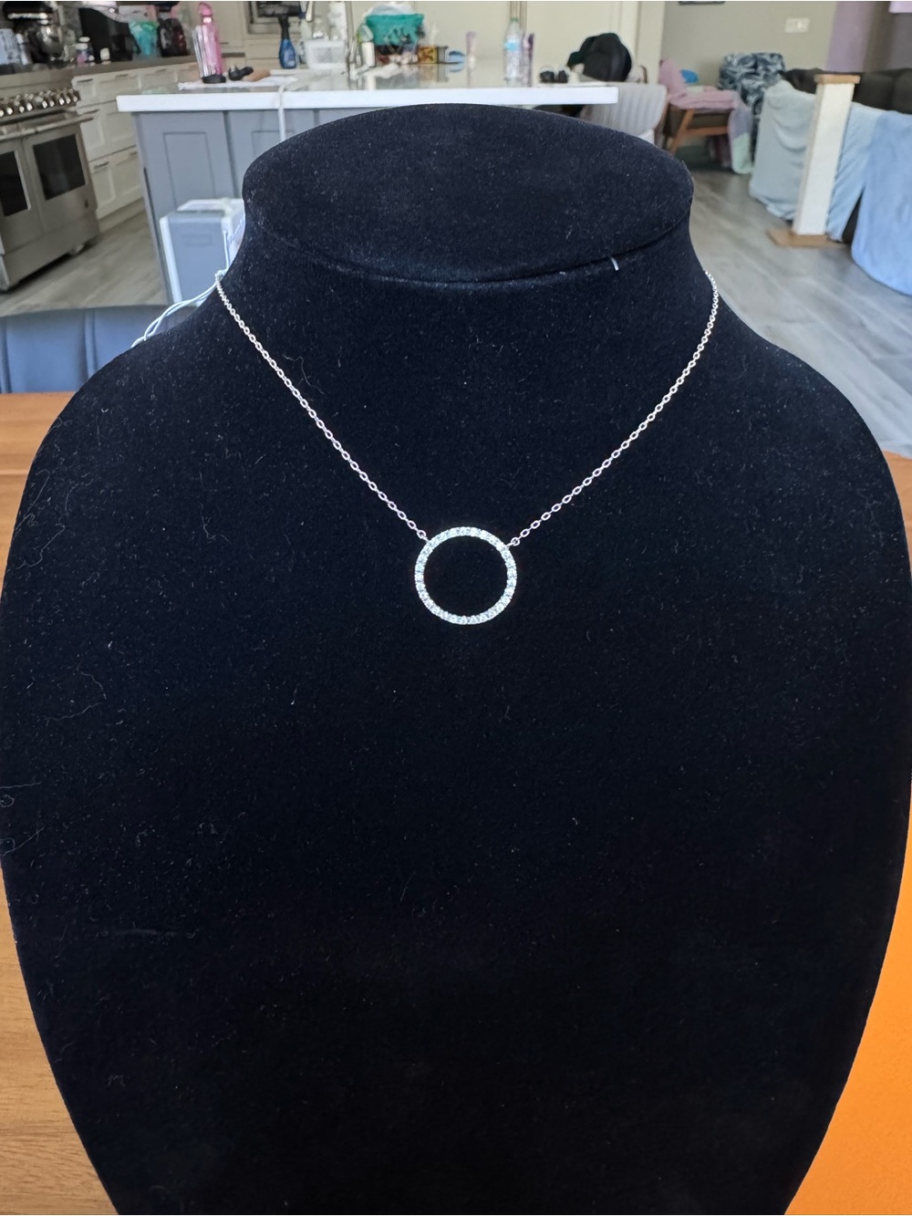 LOFT outlet Silver Pave Circle Pendant Necklace